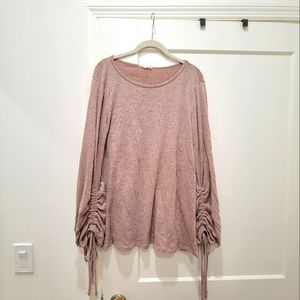 Easel Medium Shirred Drawstring Sleeved Mauve Top